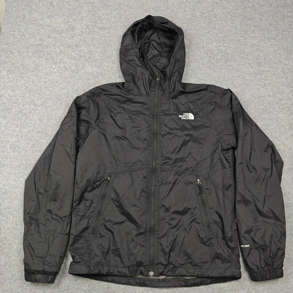 The North Face DryVent Jacket Mens Medium Black Hooded Rain Windbreaker Full Zip